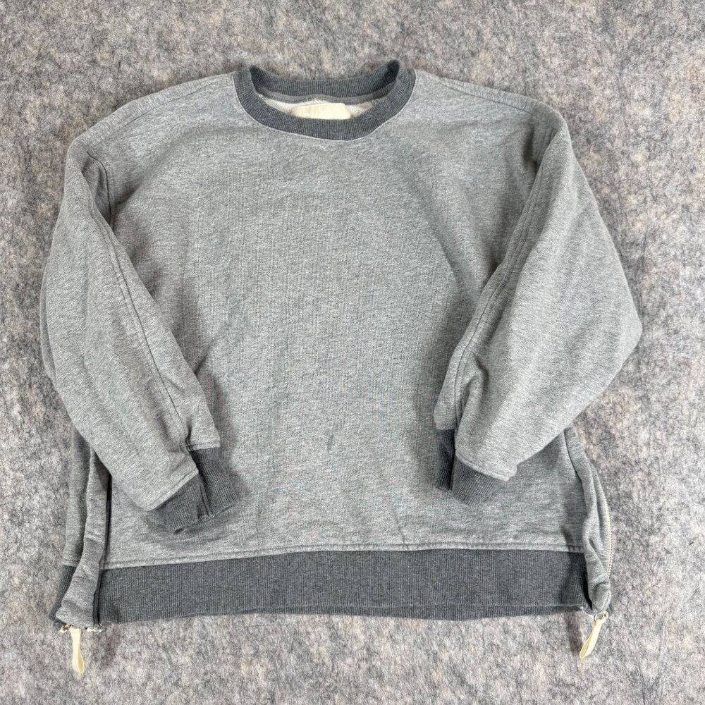 Roucha Traja Fleece Sweatshirt Heather Gray Size BB Side Zippers